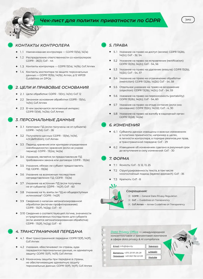 Политика приватности GDPR